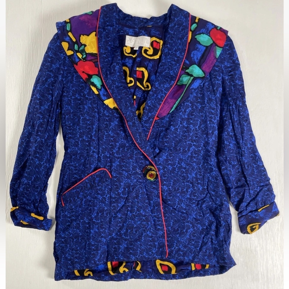 Platinum by Dorothy‎ Schoelen Blazer Jacket Small Vintage 80 90s Art Retro Boho
